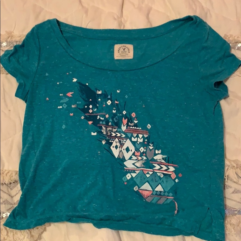 American Eagle Print Crop Top Tee